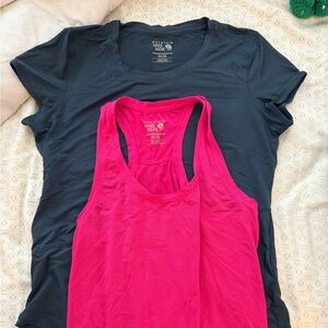 Mountain Hardwear Women's Hot Pink Racerback Tank Top and blue short sleeve